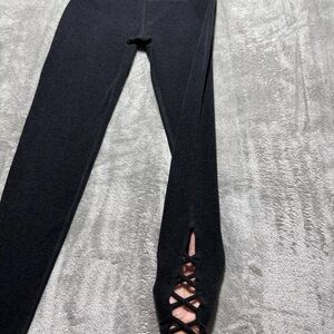 Black Leggings with Crisscross Detail